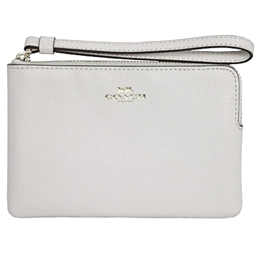 NWT Coach Crossgrain White Leather Corner Zip Wristlet